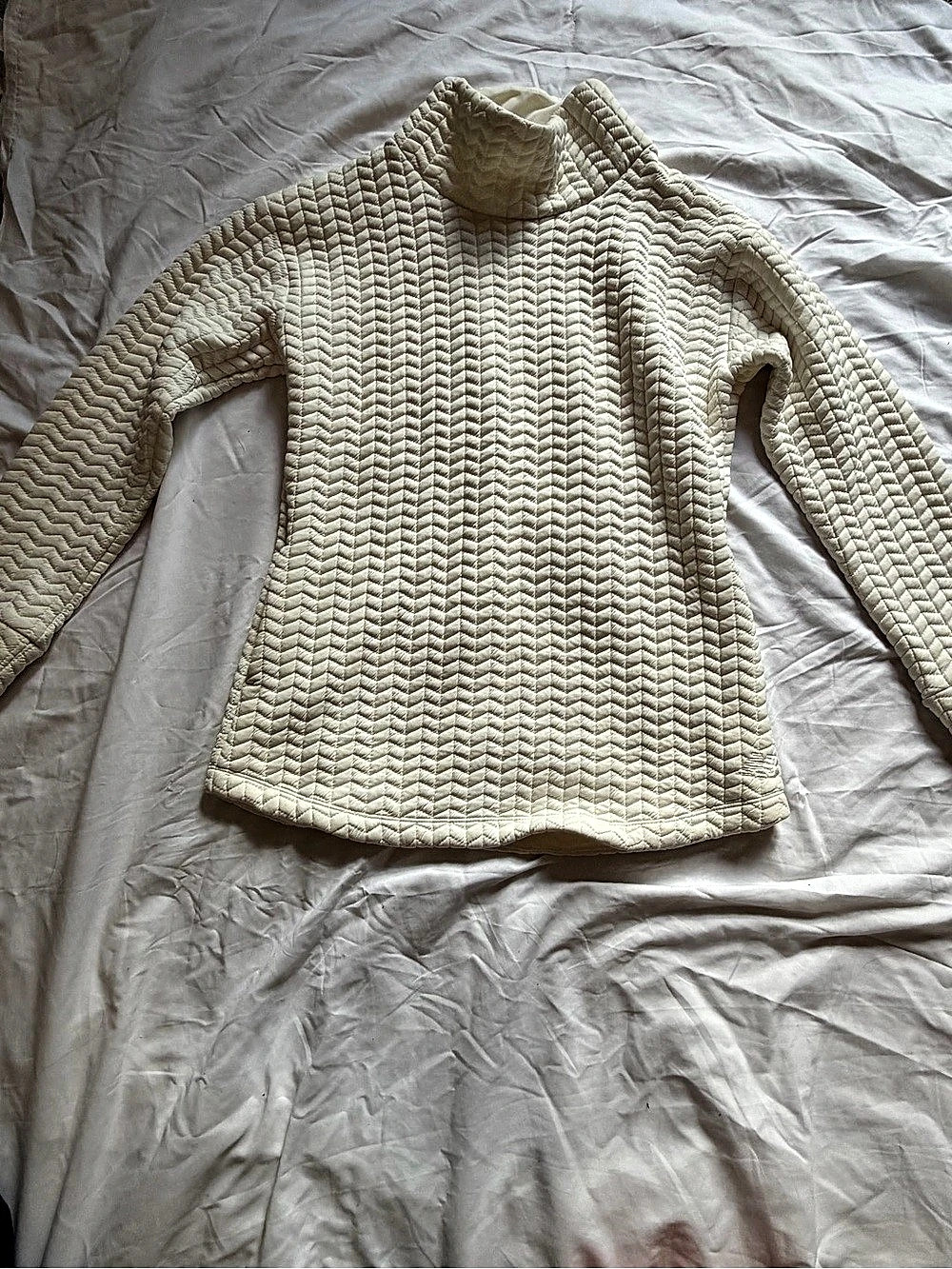 New Balance Heat Loft Quilted Funnel Neck Pullover Cream Medium